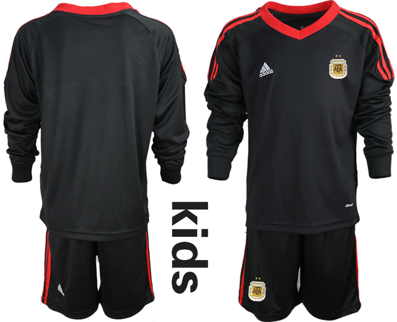 Cheap Youth 2020-2021 Season National team Argentina goalkeeper Long sleeve black Soccer Jersey